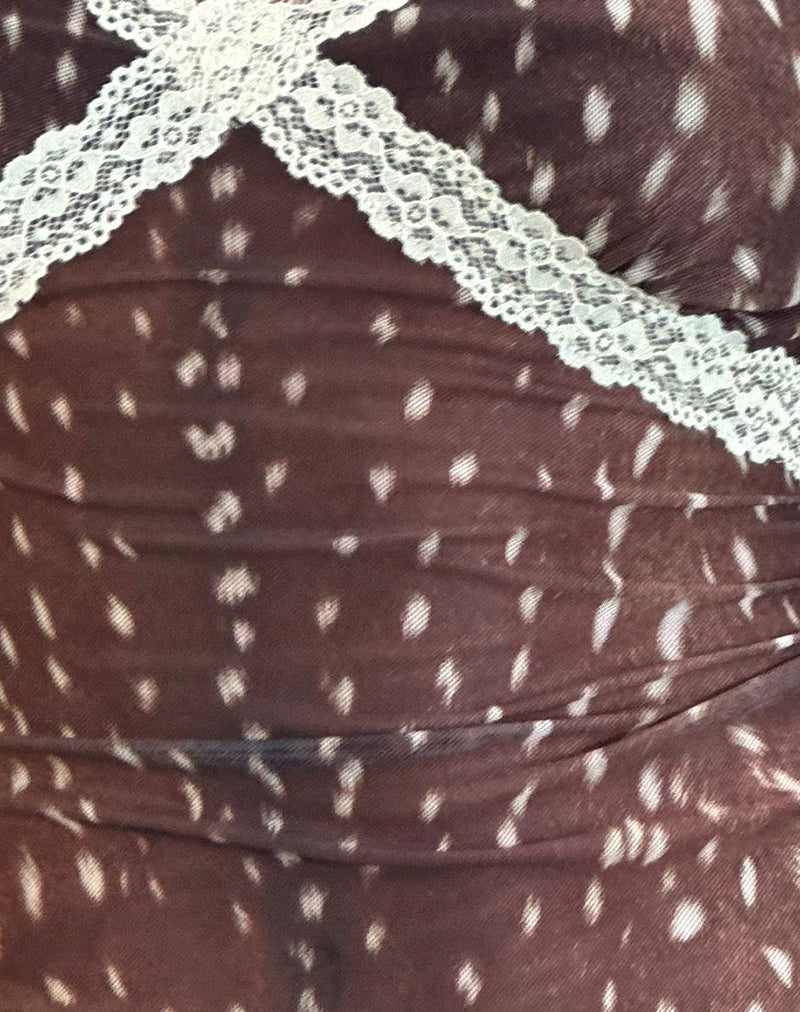 Alcesta Cami Top in Mesh Deer Print Brown-Nico Sky