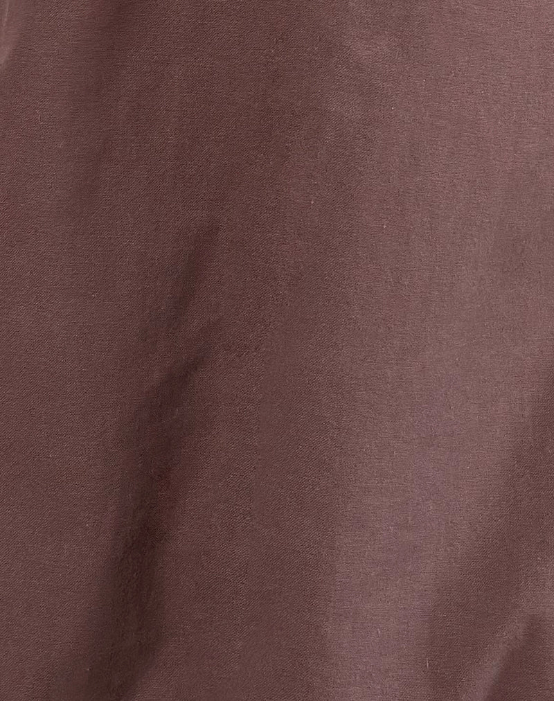 Alcinder Linen Mini Dress in Deep Taupe-Nico Sky