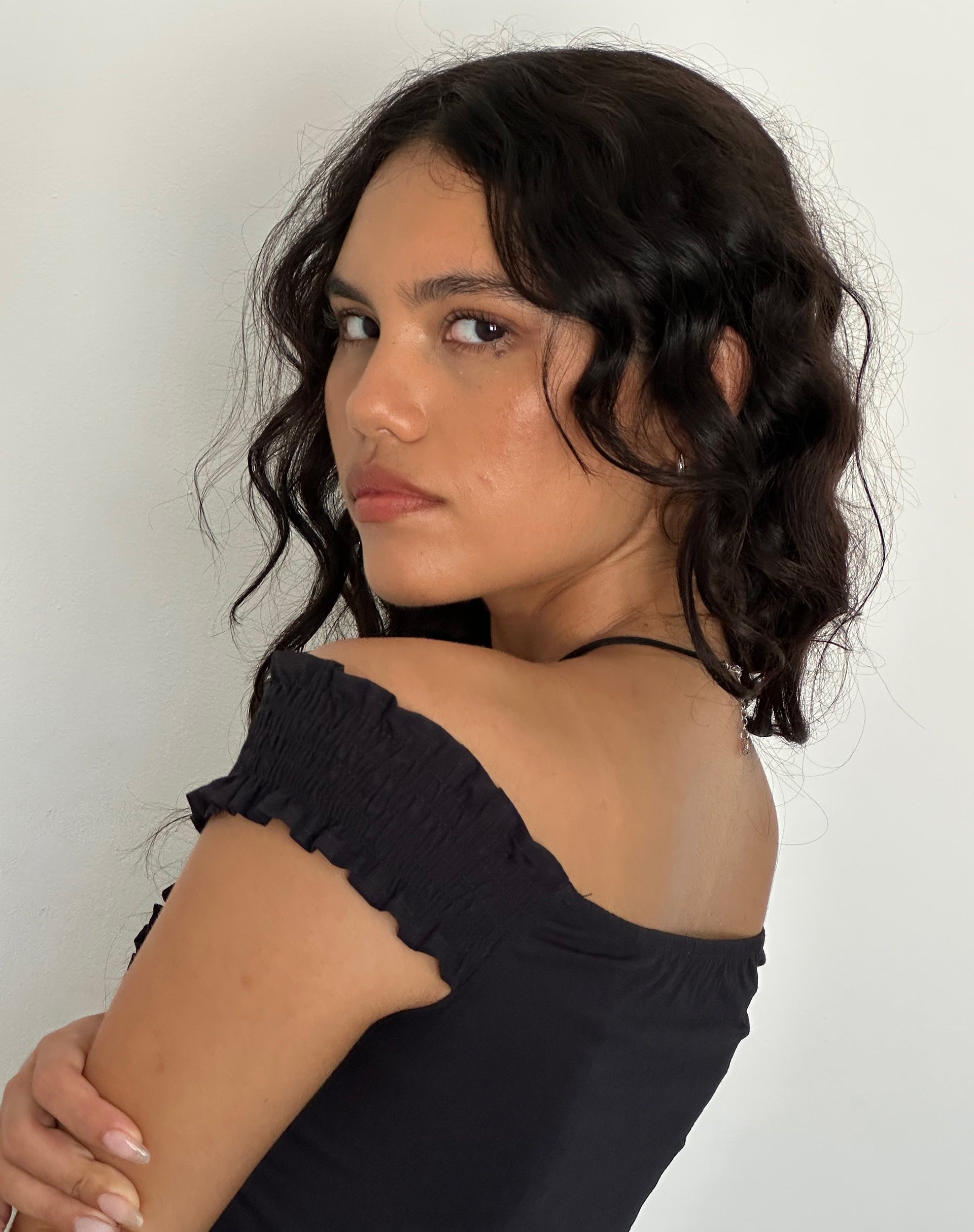 Alderidge Bardot Corset Top in Black-Nico Sky