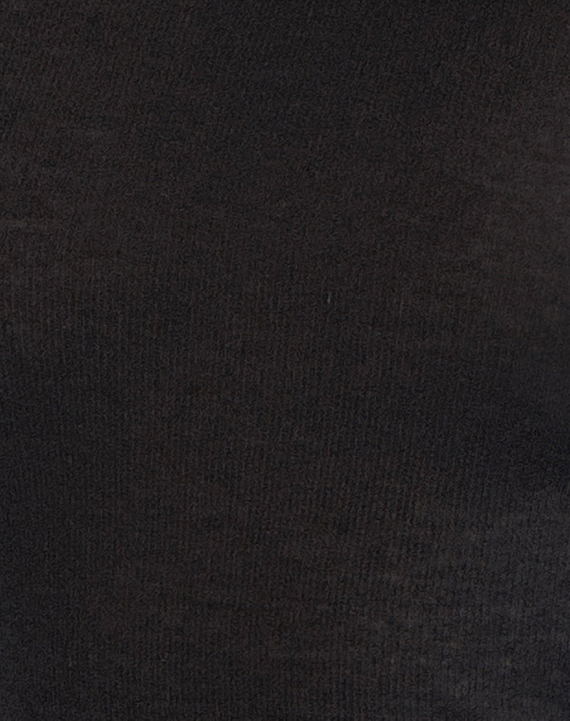 Aldiana Long Sleeve Asymmetric Maxi Dress in Sheer Knit Black-Nico Sky