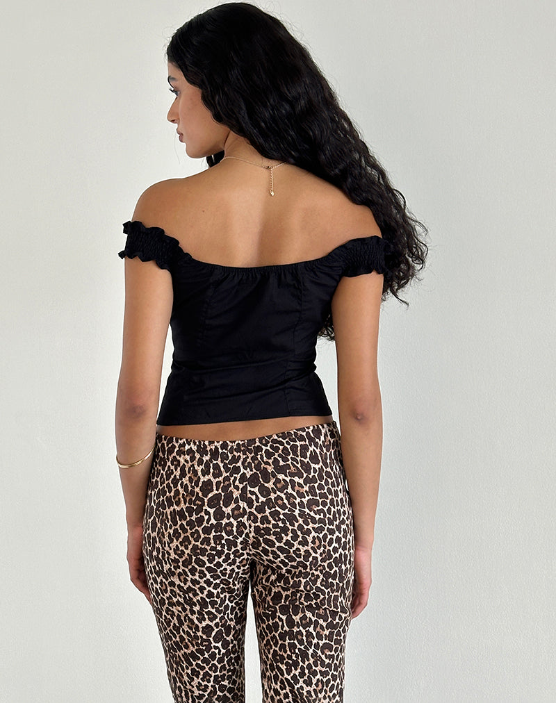 Aldre Bardot Top in Black-Nico Sky