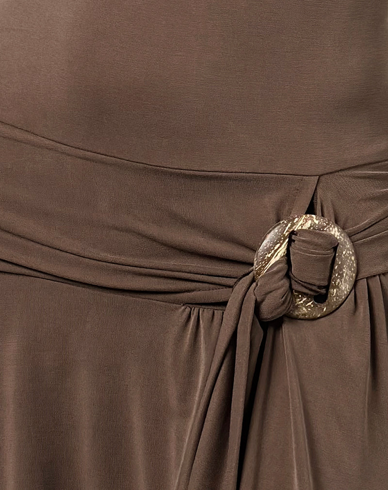 Aleida Belted Mini Dress in Cupro Mink-Nico Sky