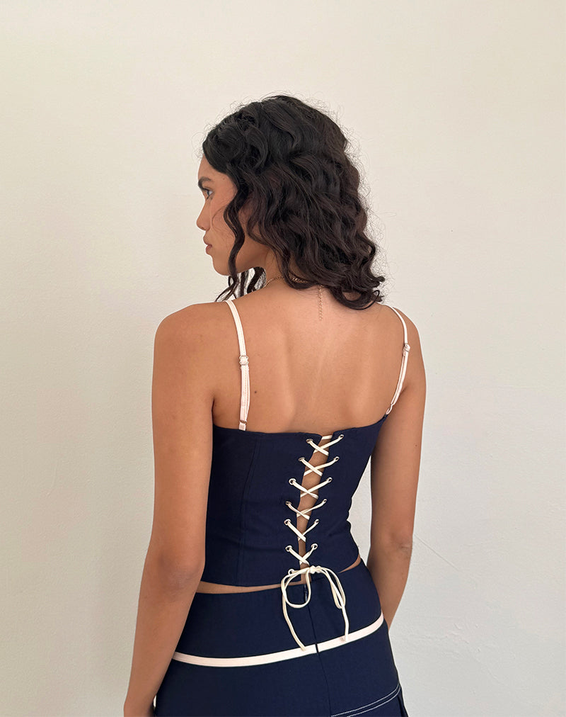 Alexa Corset Top in Navy-Nico Sky