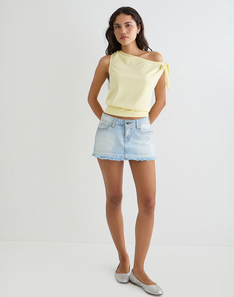 Aleyah Tie Shoulder Tee in Lemon-Nico Sky