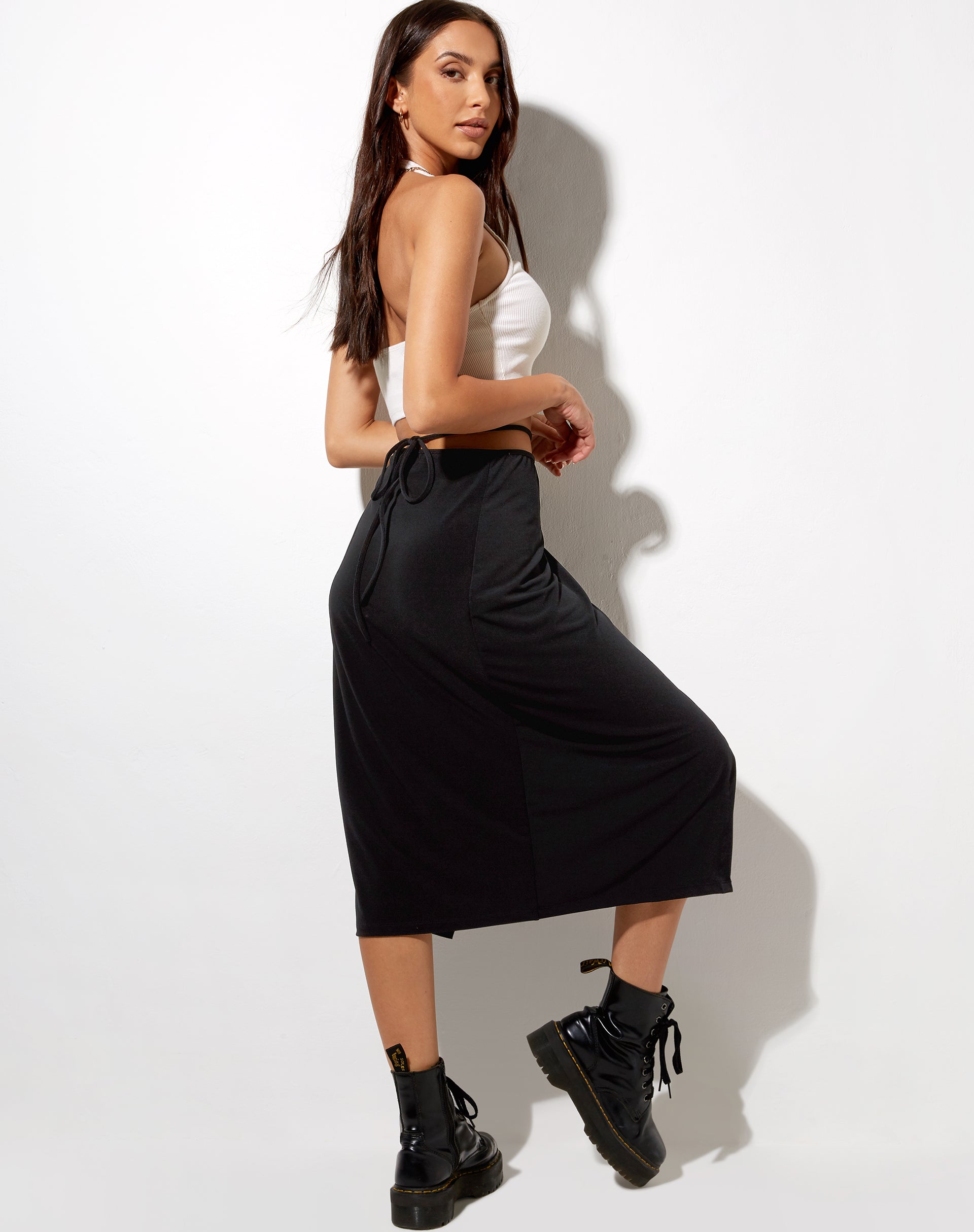 Alicia Midi Skirt in Black-Nico Sky