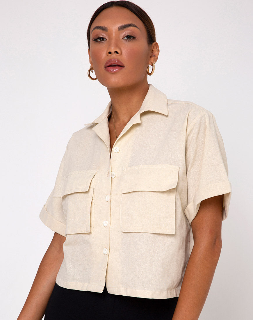 Alka Shirt in Ecru-Nico Sky