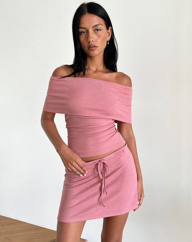 Allea Mini Skirt in Dusky Pink Sheer Knit-Nico Sky