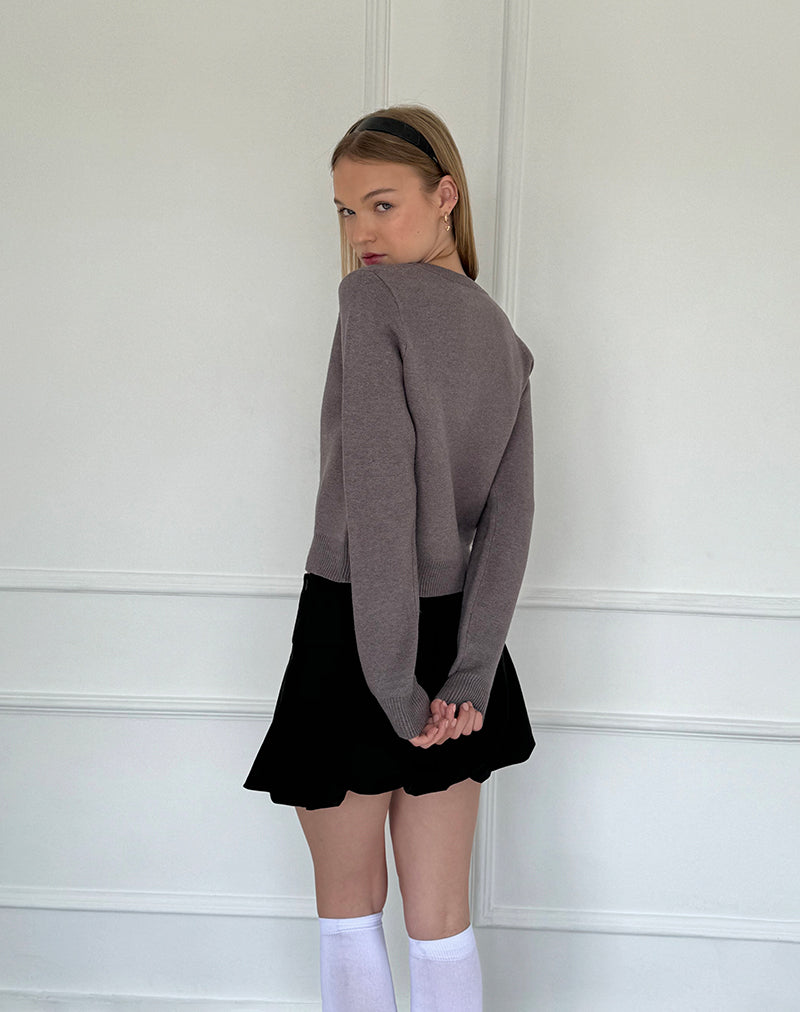 Alniyat Long Sleeve Cardi in Charcoal Grey-Nico Sky
