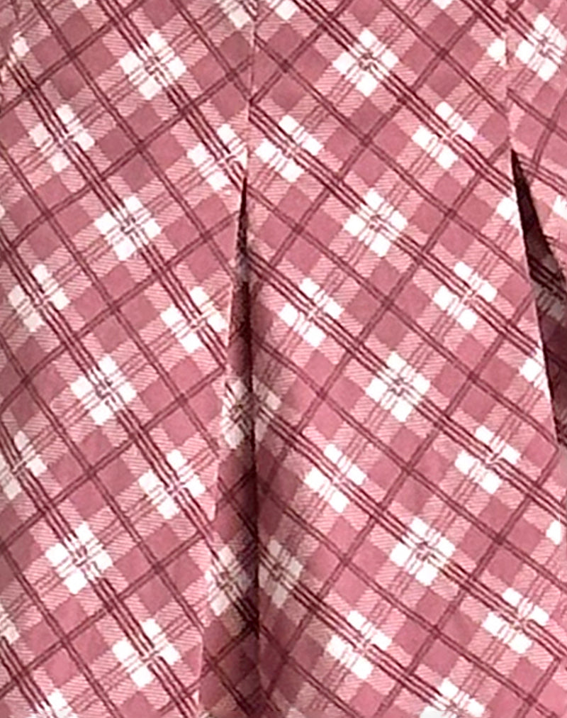 Alula Pleated Mini Skirt in Pink Tartan-Nico Sky
