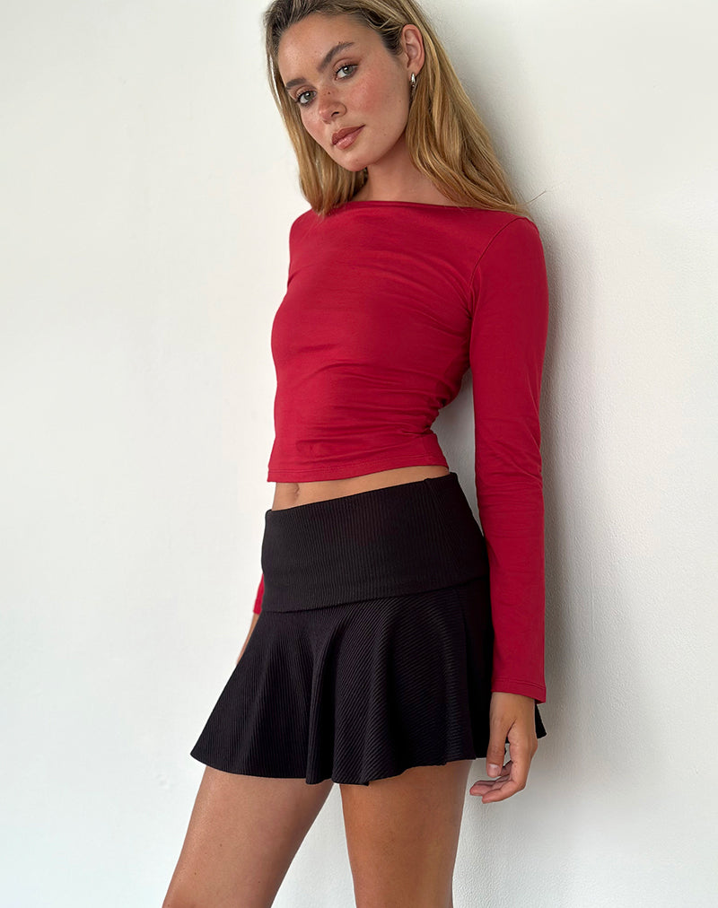 Amabon Long Sleeve Top in Adrenaline Red-Nico Sky