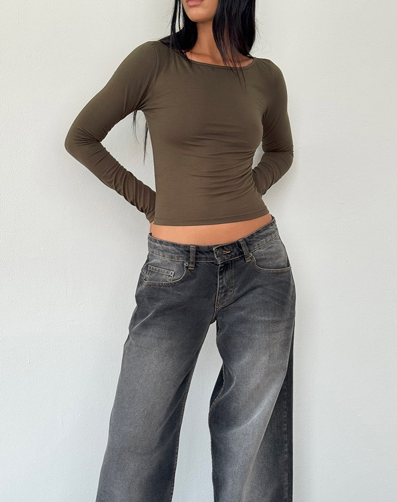 Amabon Long Sleeve Top in Olive-Nico Sky