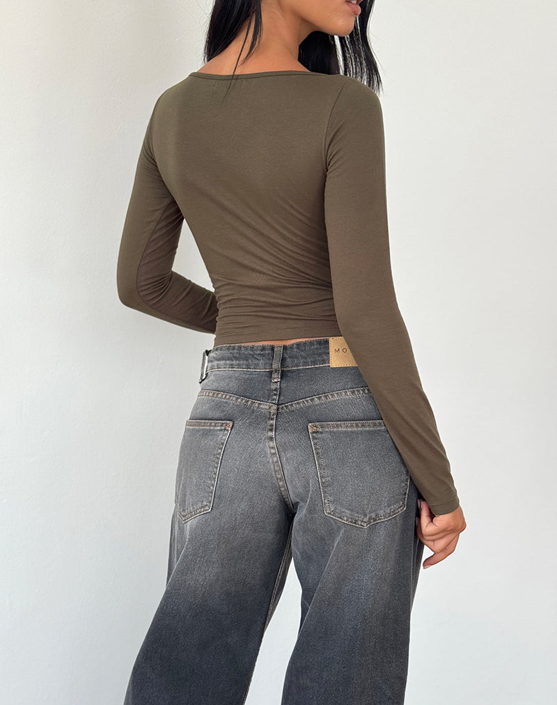 Amabon Long Sleeve Top in Olive-Nico Sky