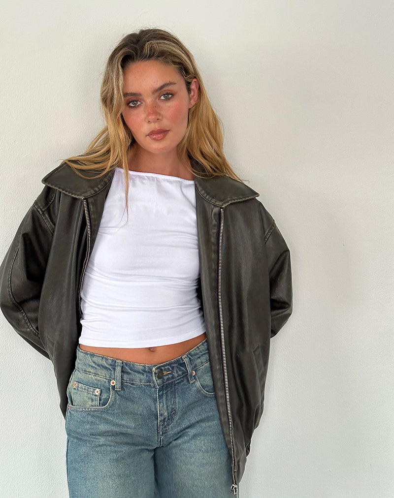 Amabon Long Sleeve Top in White-Nico Sky