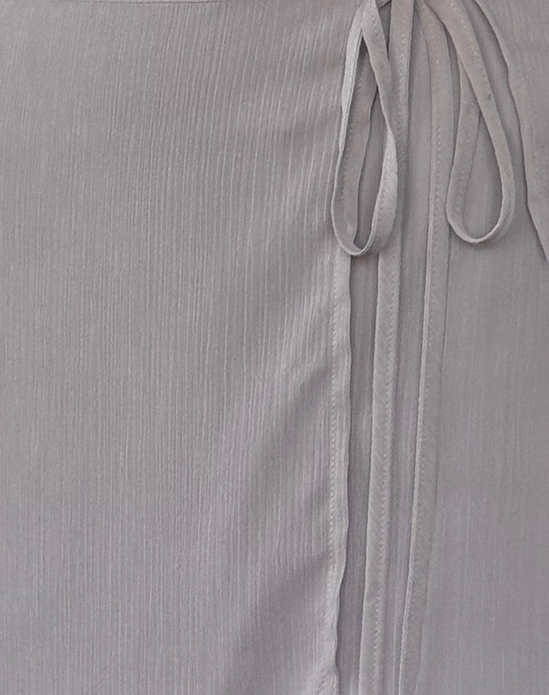 Keira Mini Wrap Skirt in Chiffon Lilac Grey-Nico Sky