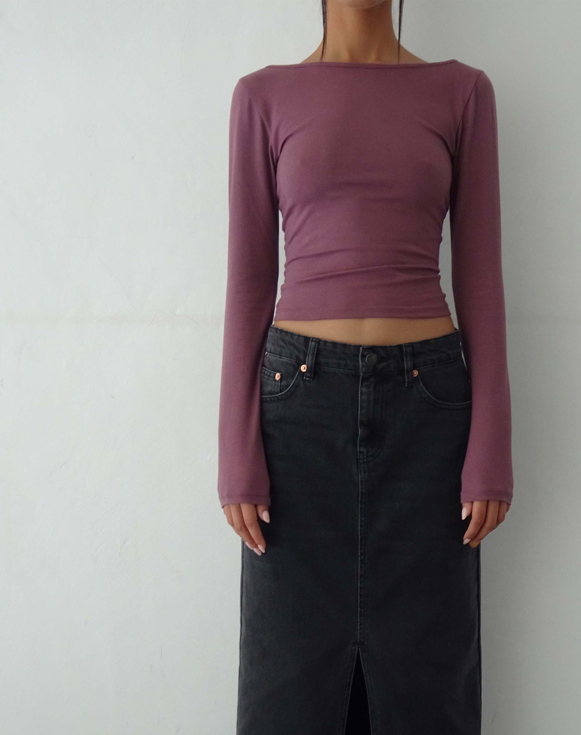 Amabon Long Sleeve Top in Mauve-Nico Sky