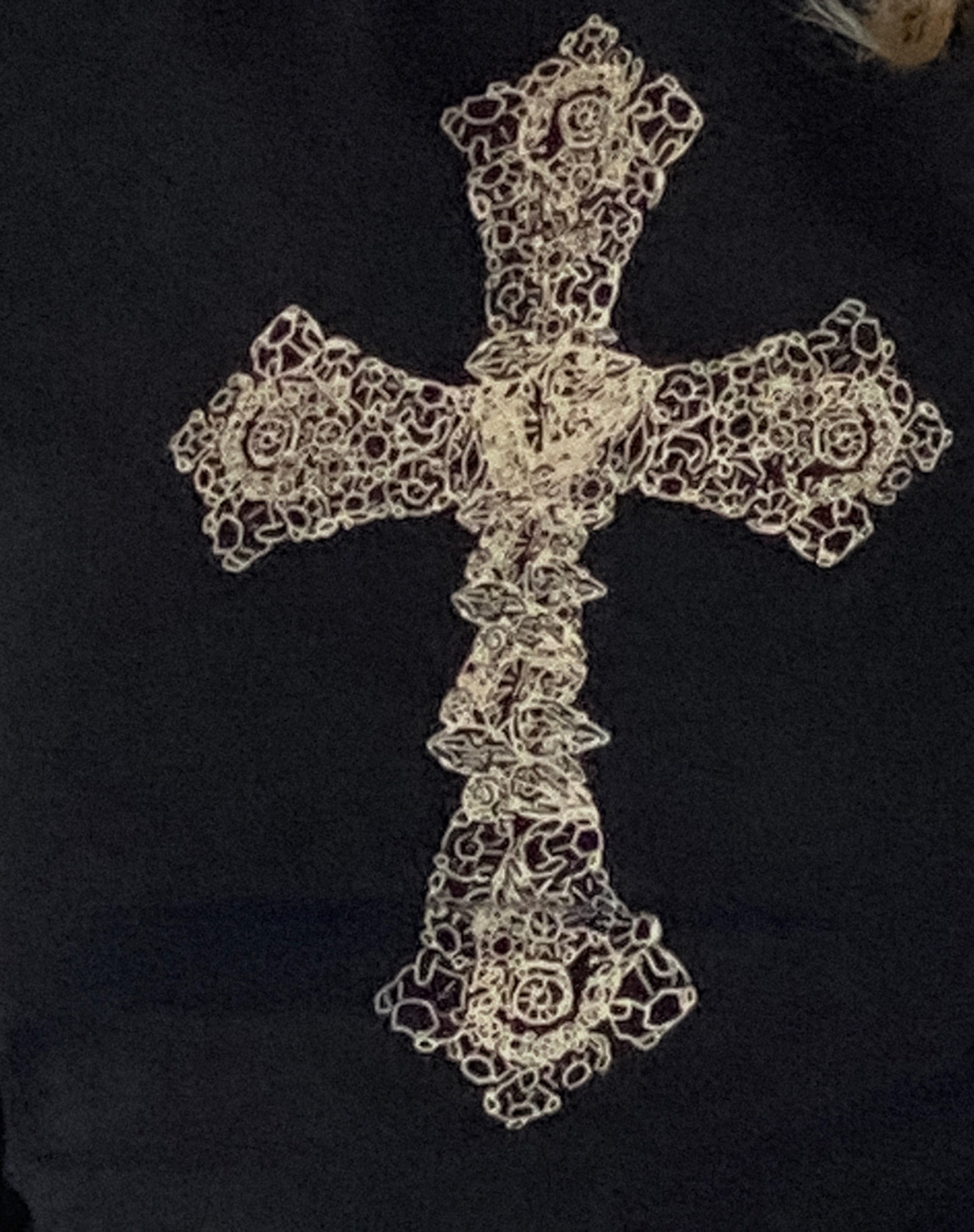 Amabon Top in Black with Cross Motif-Nico Sky