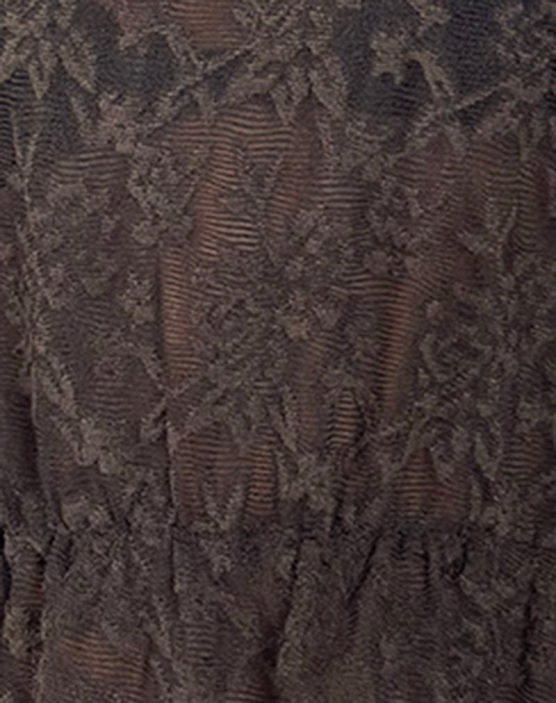 Amalie Top In Dark Brown Jacquard Knit-Nico Sky