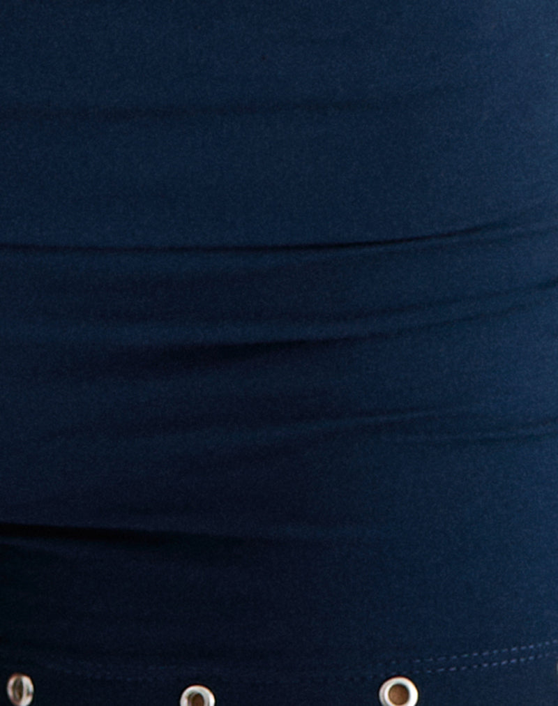 Amane Foldover Short in Rayon Jersey Navy-Nico Sky