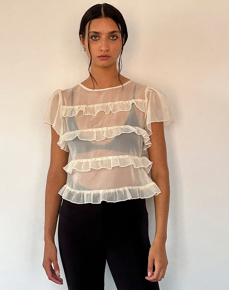 Amarissa Ruffle Top in Ivory Chiffon-Nico Sky