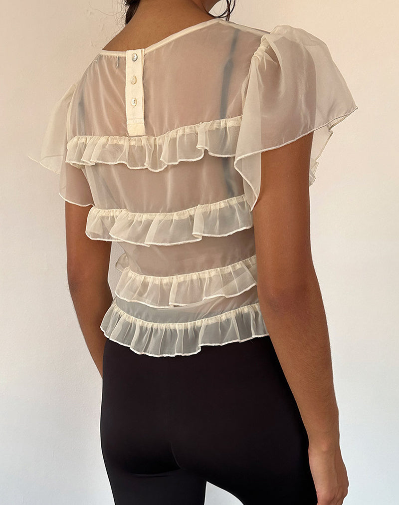 Amarissa Ruffle Top in Ivory Chiffon-Nico Sky
