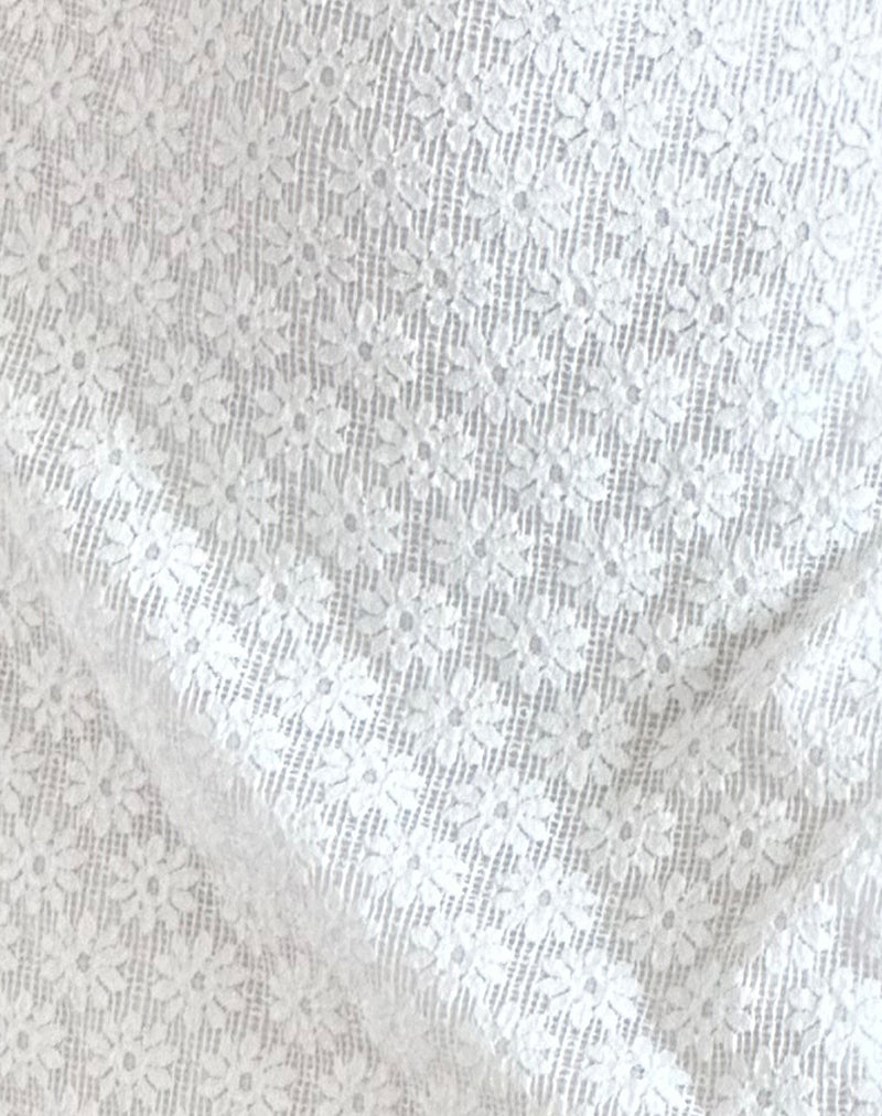 Ambu Mini Dress in Floral Lace Ivory-Nico Sky