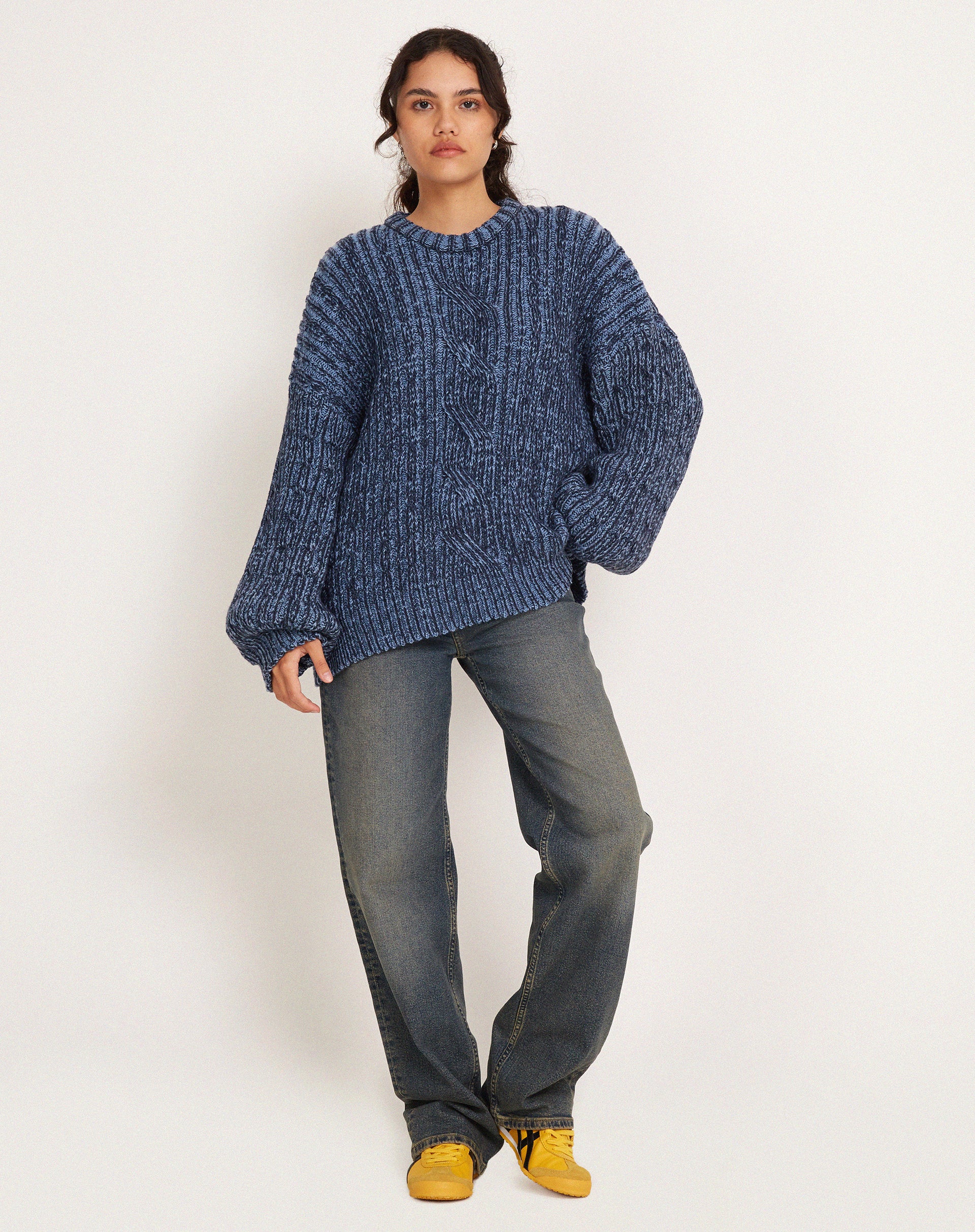 Amieta Knitted Jumper in Two Tone Blue-Nico Sky