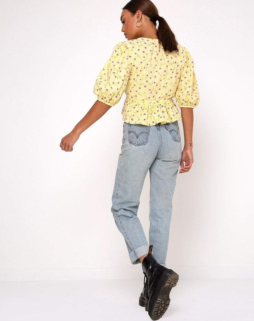 Amiya Top in Wild Flower Lemon Drop-Nico Sky