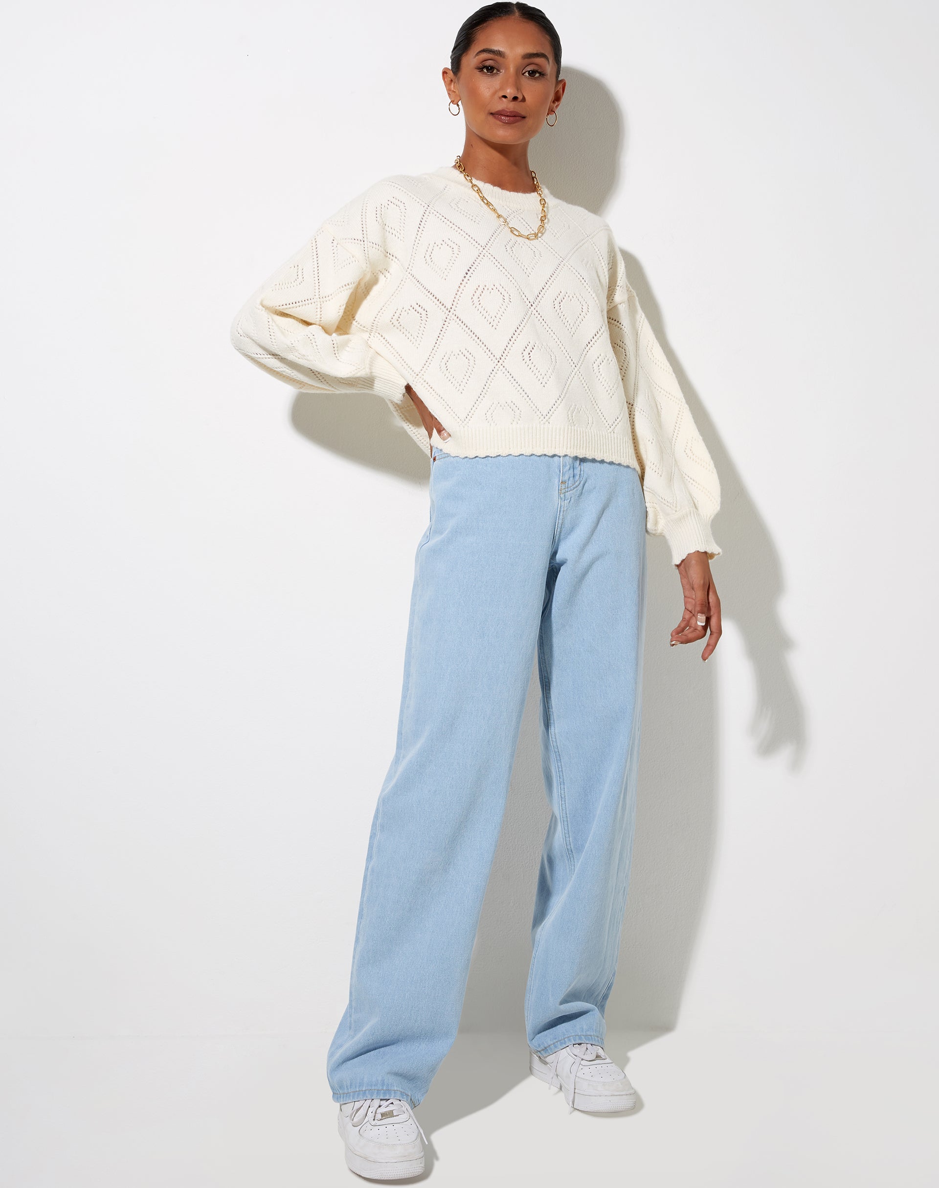 Ammar Jumper in Diamond and Heart Cream-Nico Sky