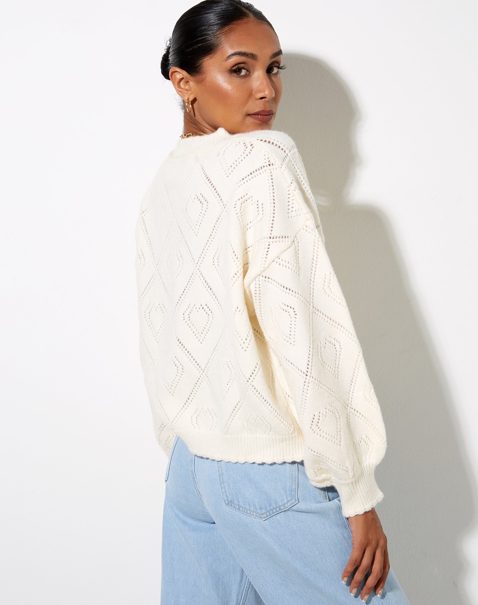 Ammar Jumper in Diamond and Heart Cream-Nico Sky