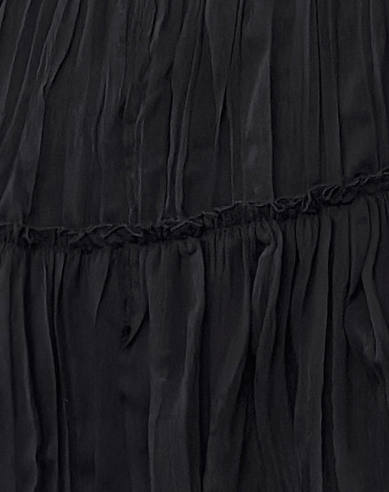 Anahita Tiered Skirt in Chiffon Black-Nico Sky