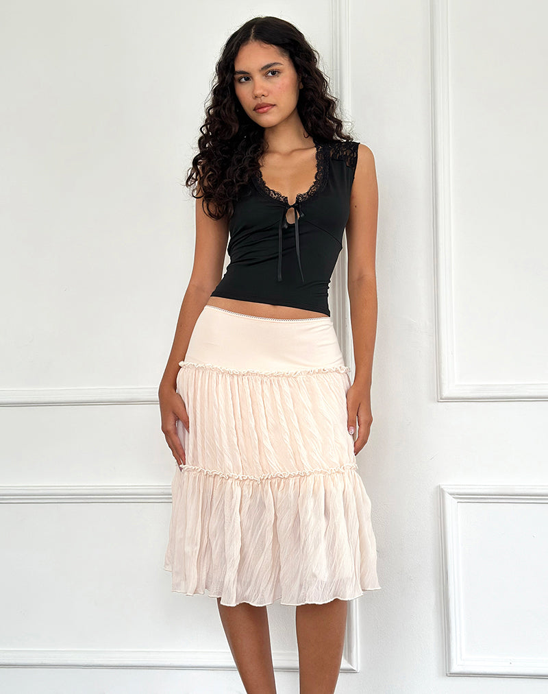 Anahita Tiered Skirt in Chiffon Buttercream-Nico Sky