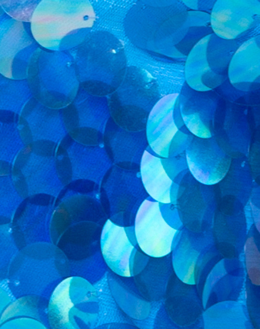 Angel Crop Top in Fishcale Disc Sequin Marine-Nico Sky