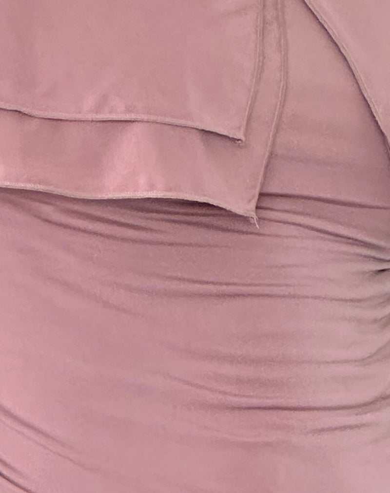 Annia Ruffle Bardot Soft Touch Top in Pink-Nico Sky