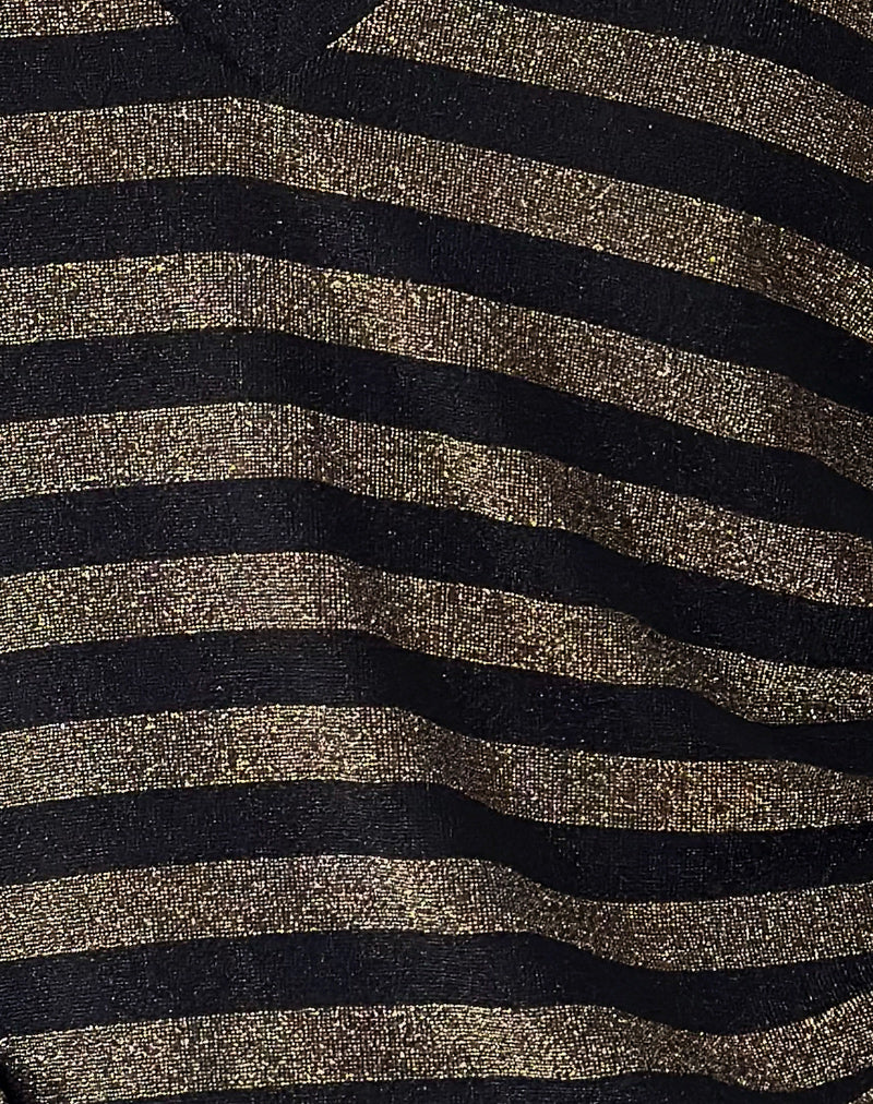 Annora Long Sleeve Top in Lurex Gold Stripe-Nico Sky