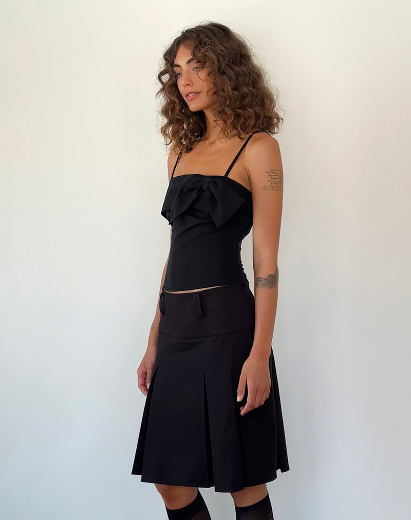 Antlia Bow Cami Top in Tailoring Black-Nico Sky