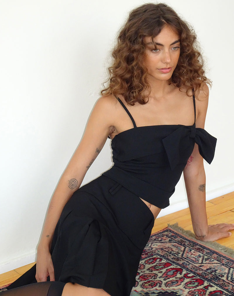 Antlia Bow Cami Top in Tailoring Black-Nico Sky