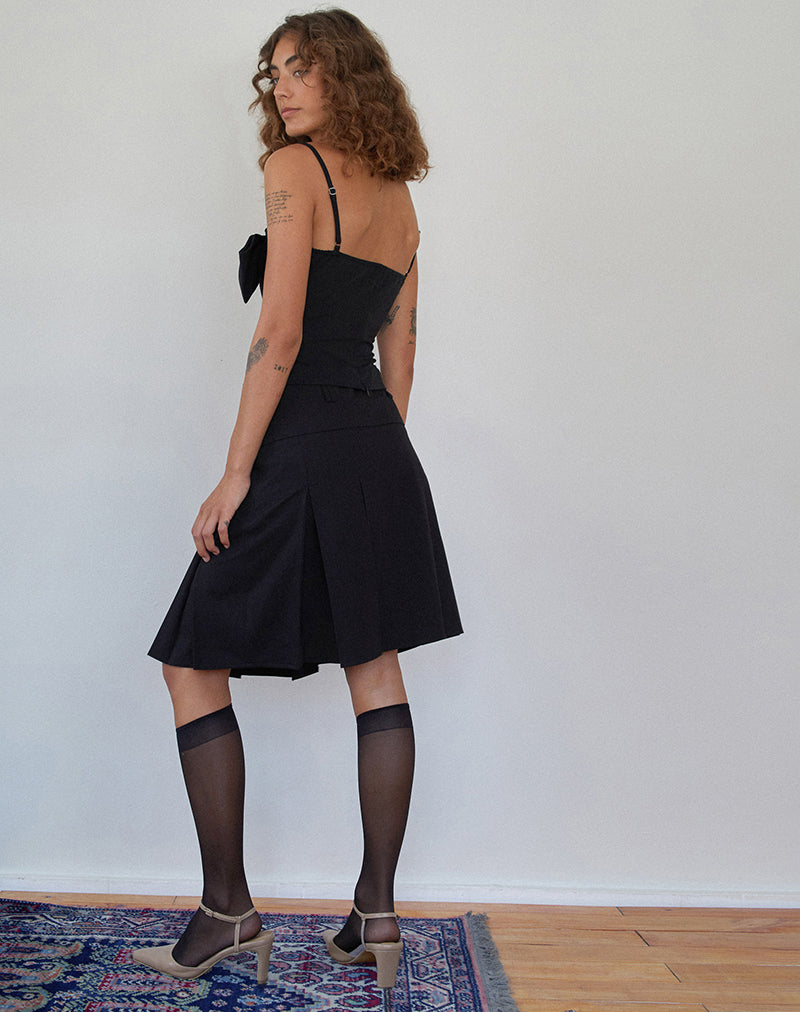 Antlia Bow Cami Top in Tailoring Black-Nico Sky