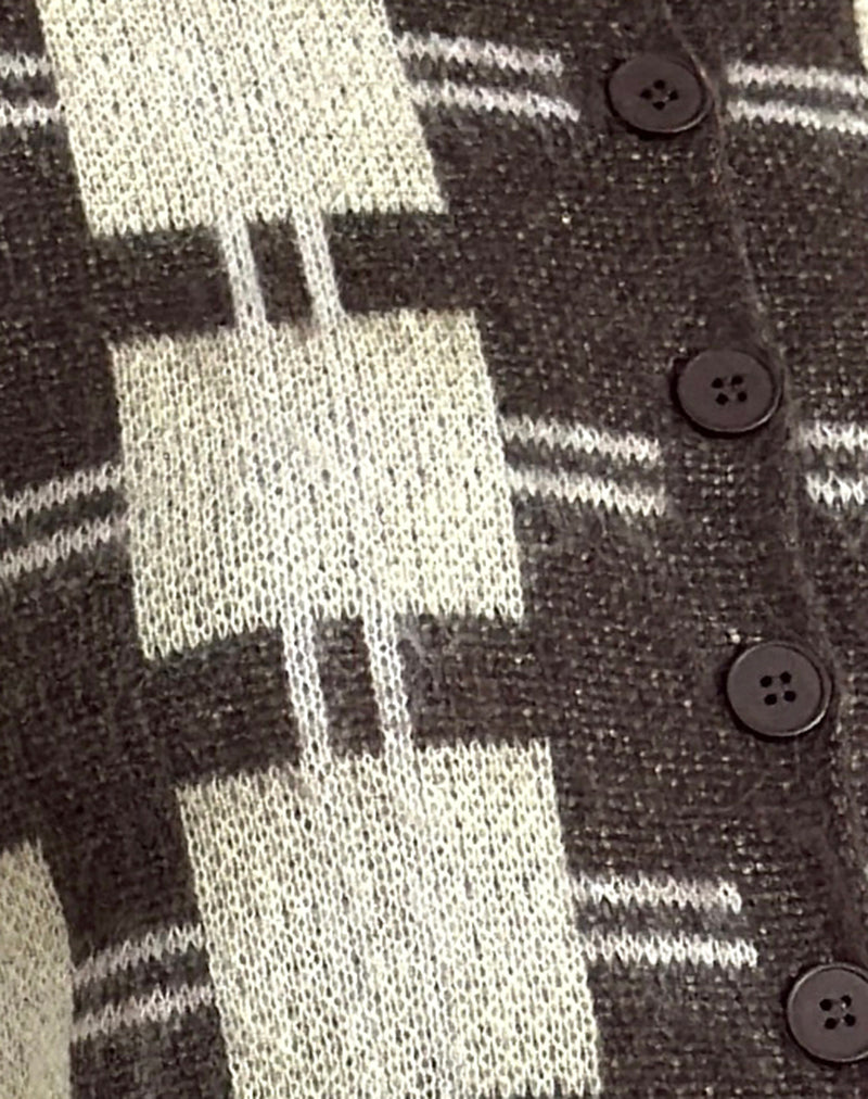Anzio Knitted Cardigan in Check Brown-Nico Sky