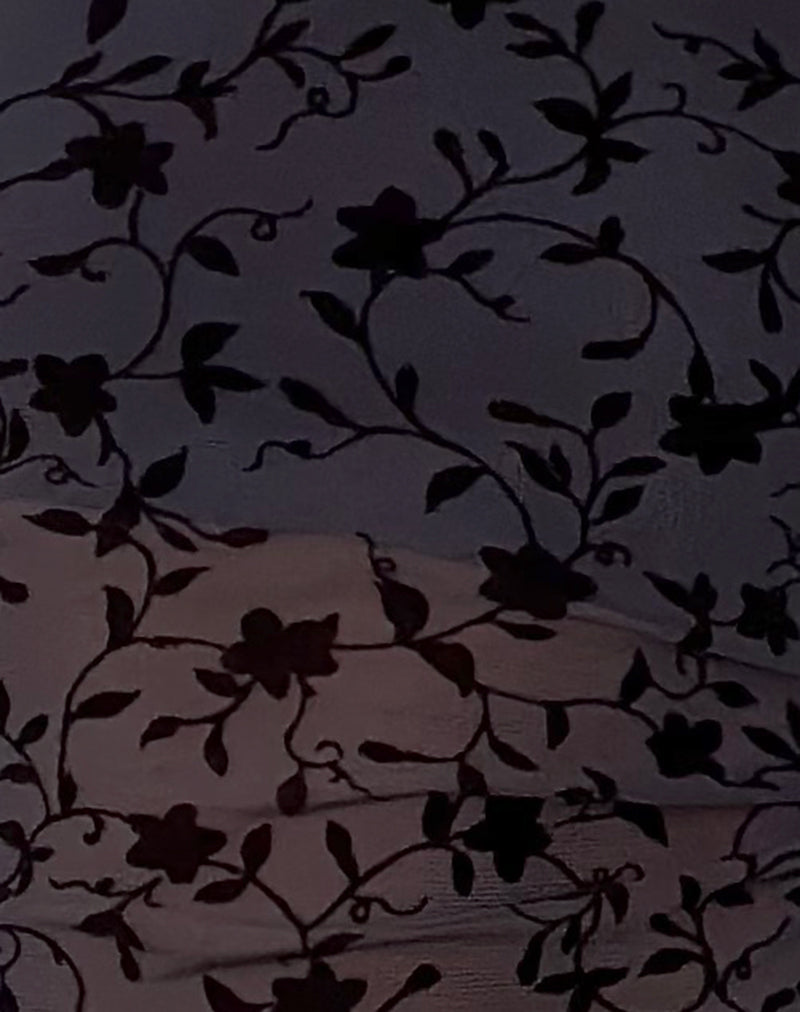 Arabella Halterneck Top in Pretty Petal Flock Navy-Nico Sky