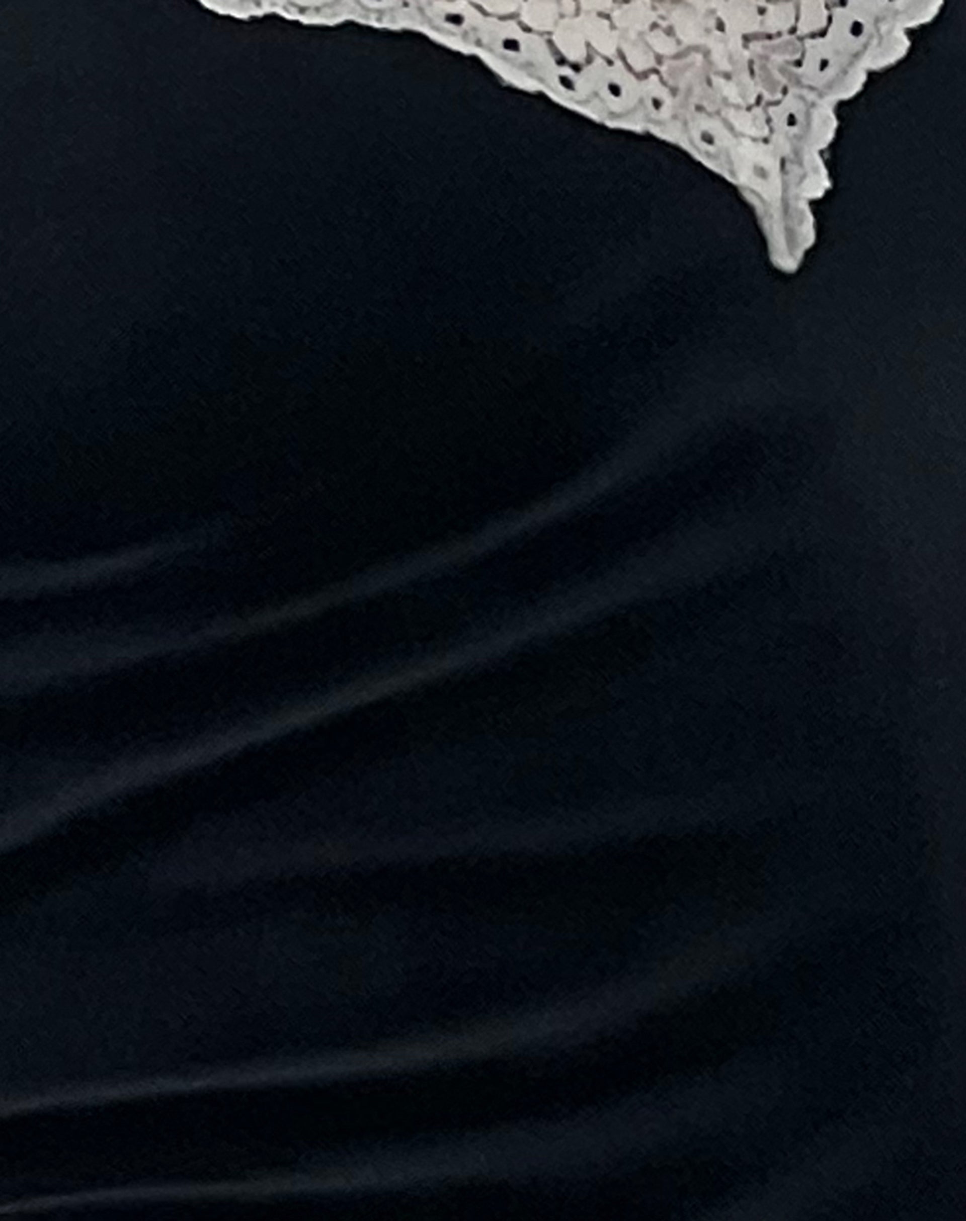 Araminta Mini Dress in Black Velvet with White Lace Detail-Nico Sky