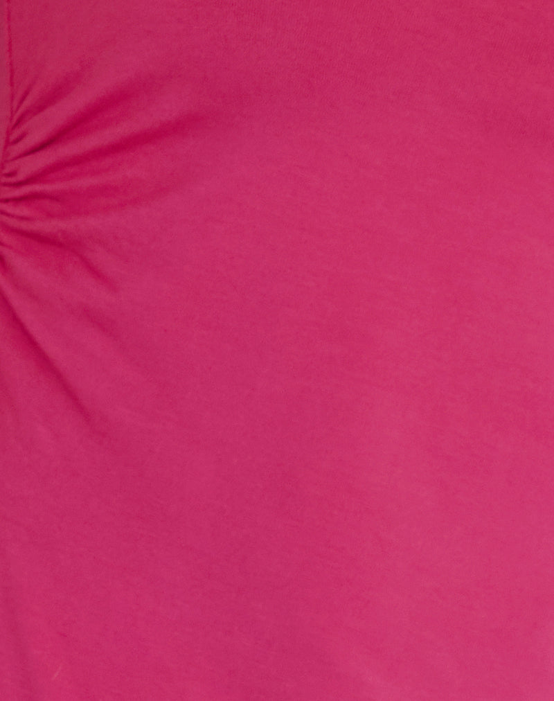 Aravie Ruched Bandeau Top in Fandango Pink-Nico Sky