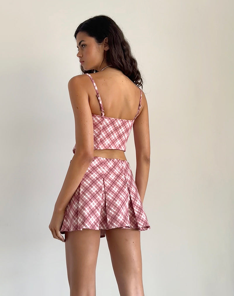 Archie Corset Top in Pink Tartan-Nico Sky