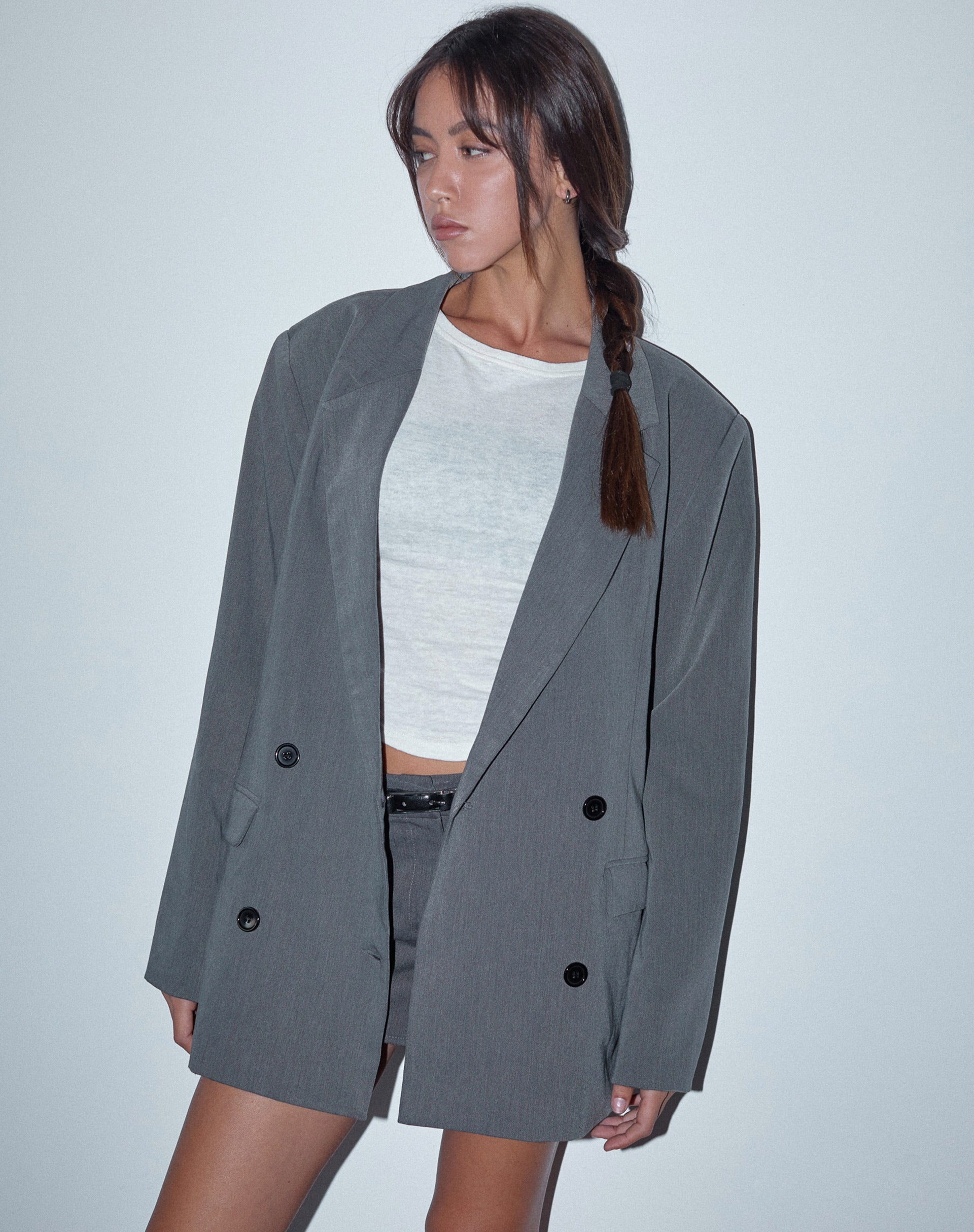 Ardea Double Breasted Blazer in Charcoal Tailoring-Nico Sky