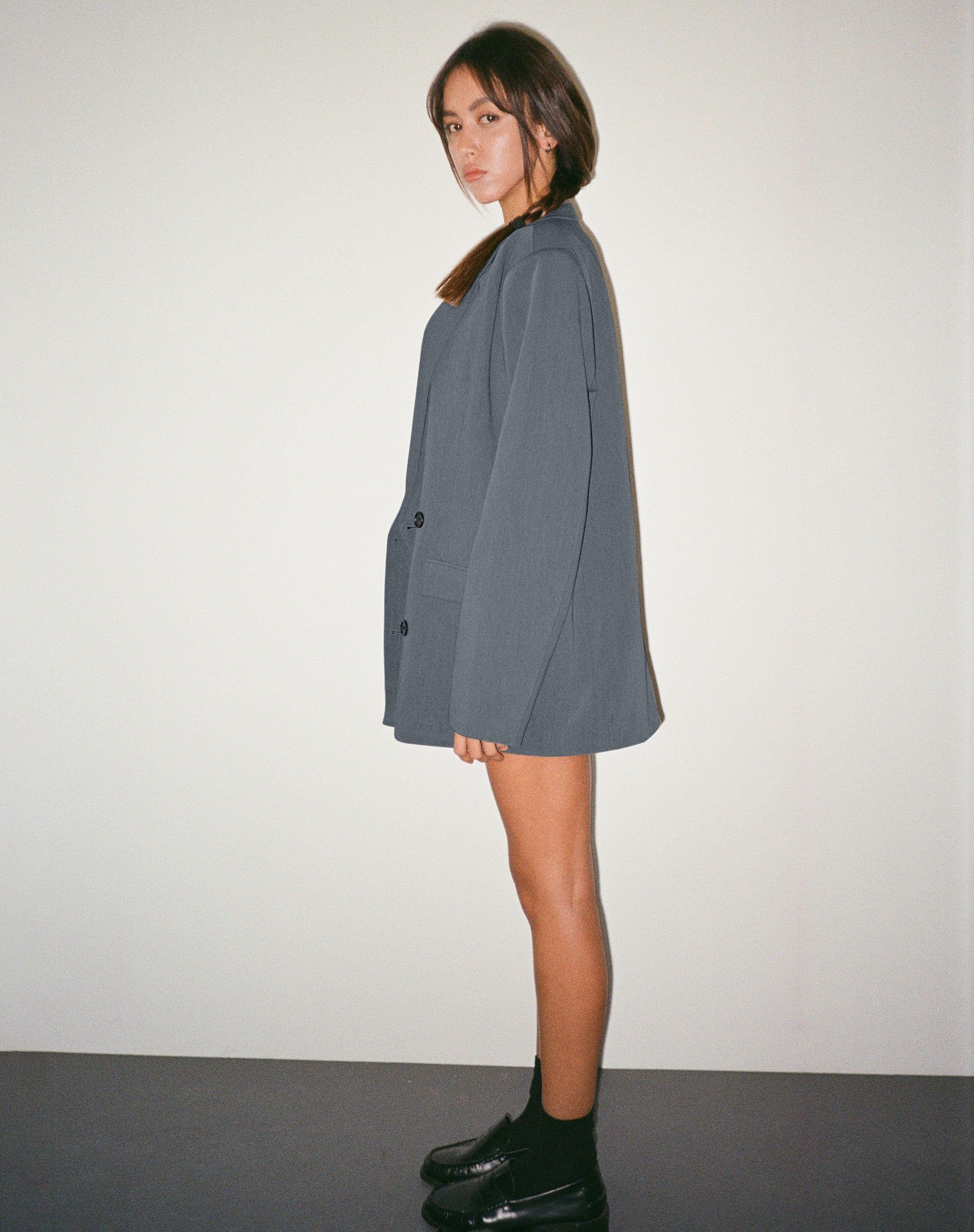 Ardea Double Breasted Blazer in Charcoal Tailoring-Nico Sky