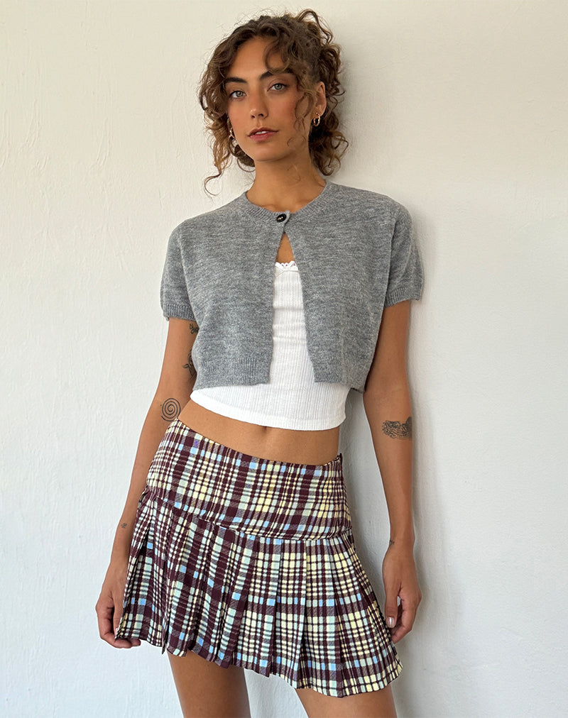 Arella Cropped Cardigan in Knit Grey-Nico Sky