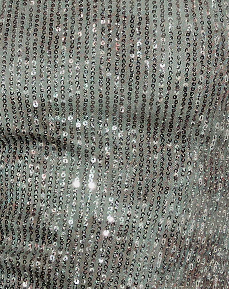 Argeila Halter Top in Green and Grey Sequin-Nico Sky