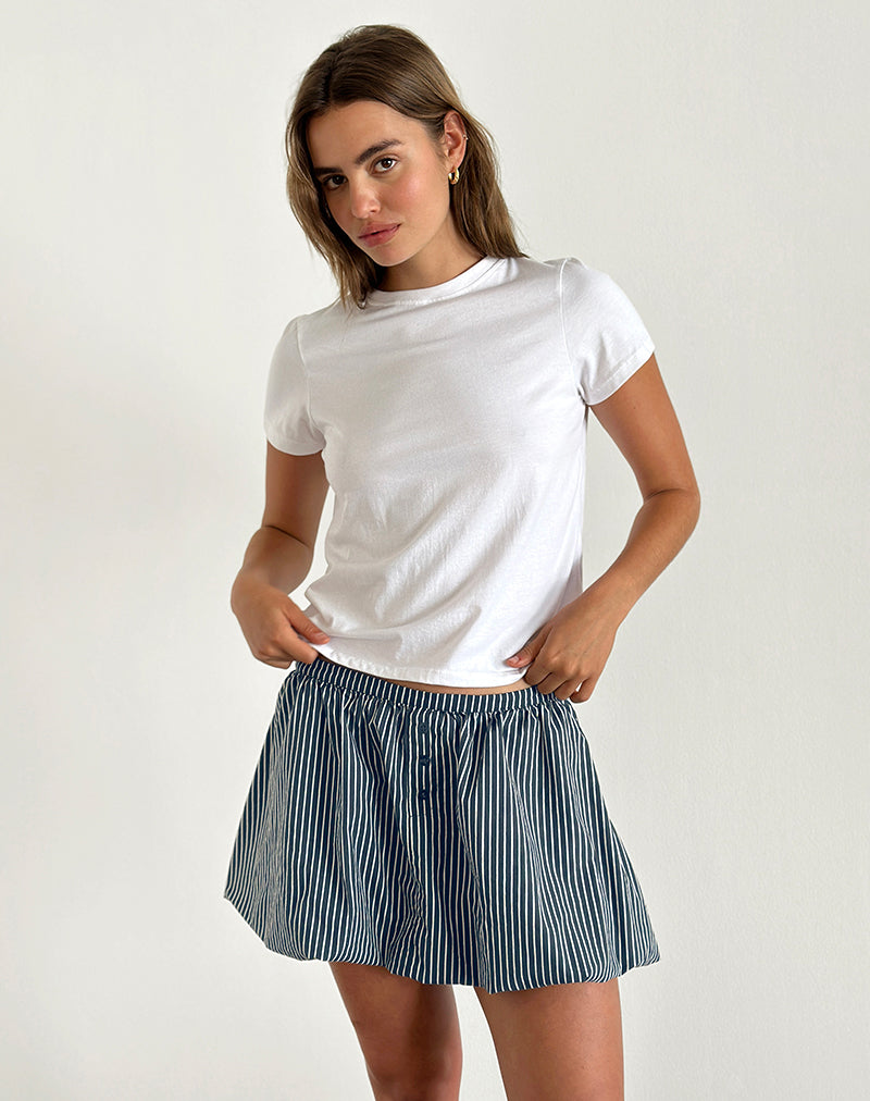 Arife Mini Skirt in Black and Grey Mono Stripe-Nico Sky