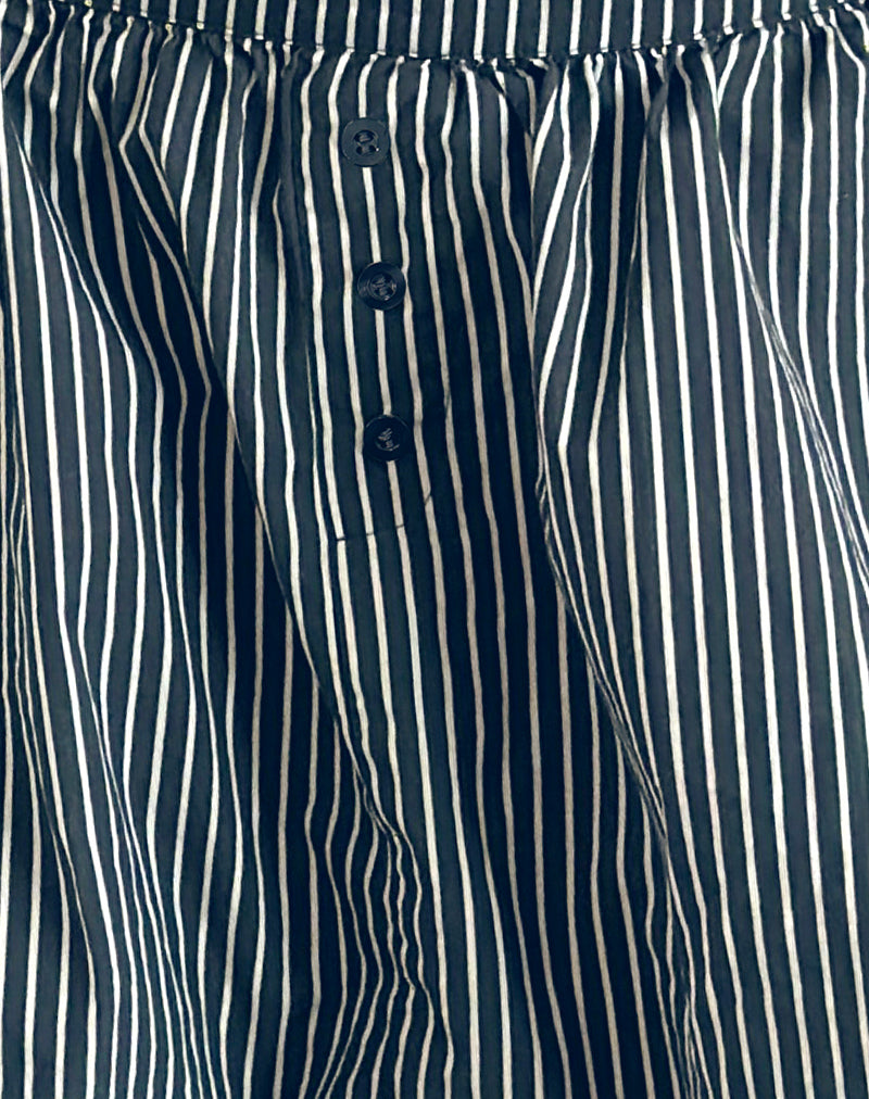 Arife Mini Skirt in Black and Grey Mono Stripe-Nico Sky