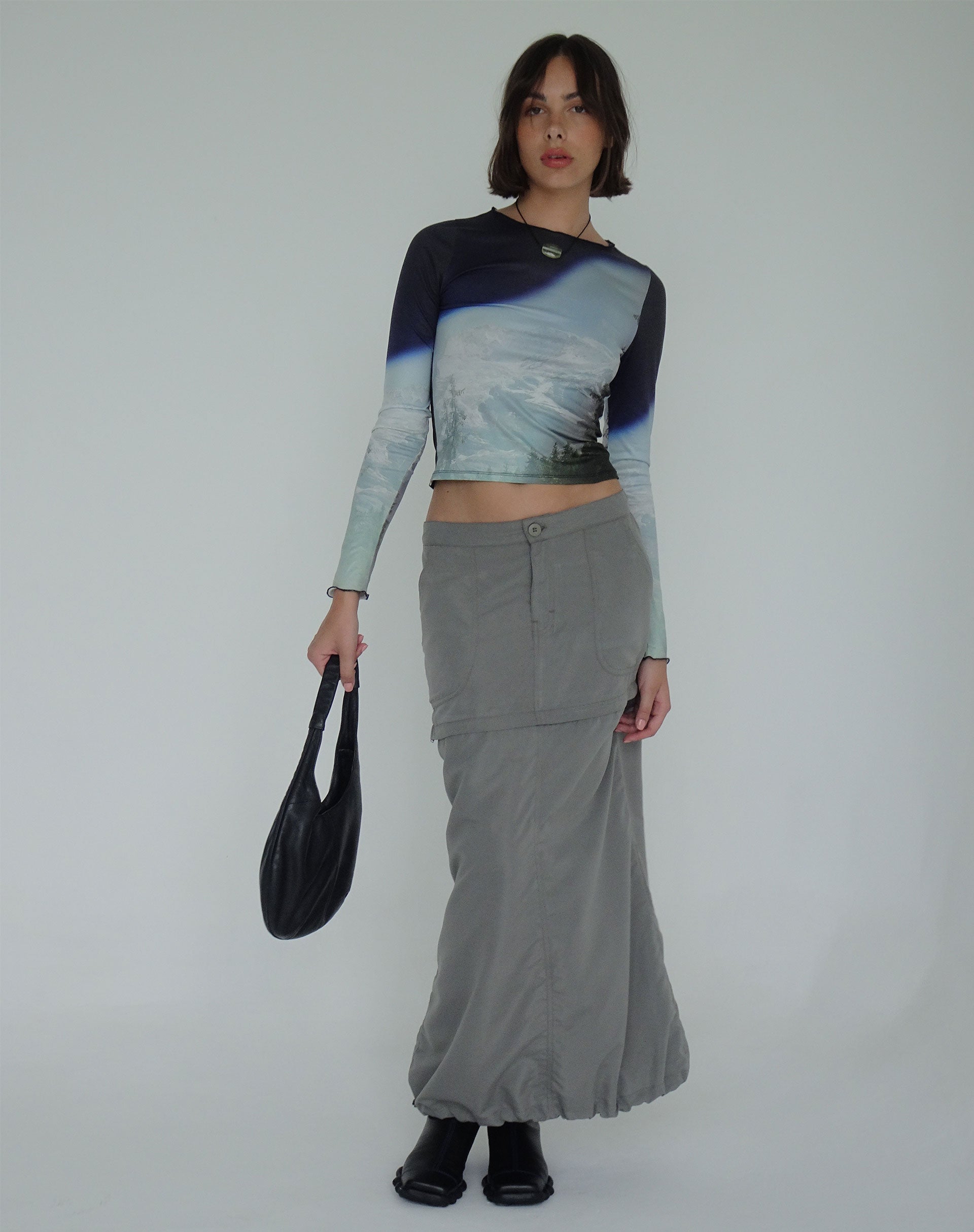 Eudora Detachable Skirt in Grey-Nico Sky