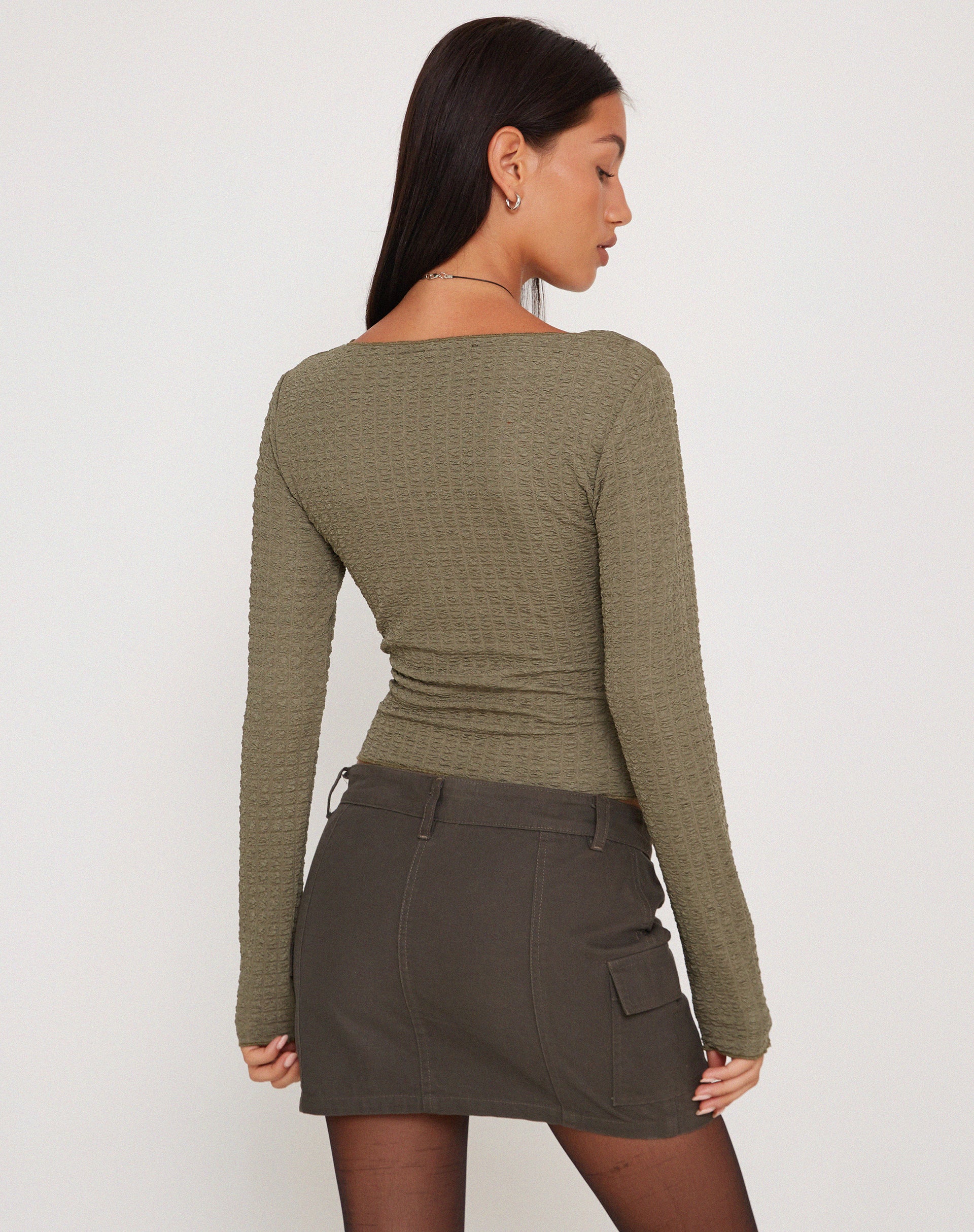 Armina Long Sleeve Top in Khaki-Nico Sky